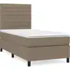 Image de vidaXL Lit boxspring avec matelas Taupe 90x190 cm Tissu