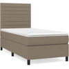 Image de vidaXL Lit boxspring avec matelas Taupe 90x200 cm Tissu