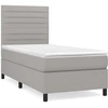 Image de vidaXL Lit boxspring avec matelas gris clair 100x200 cm Tissu