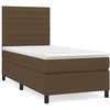 Image de vidaXL Lit boxspring avec matelas brun foncé 100x200 cm Tissu