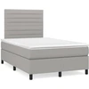 Image de vidaXL Lit boxspring avec matelas gris clair 120x200 cm Tissu
