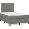 Image de vidaXL Lit boxspring avec matelas gris foncé 120x200 cm Tissu