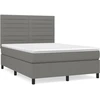 Image de vidaXL Lit boxspring avec matelas gris foncé 140x190 cm Tissu