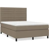 Image de vidaXL Lit boxspring avec matelas Taupe 140x190 cm Tissu