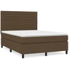 Image de vidaXL Lit boxspring avec matelas Marron foncé 140x200 cm Tissu