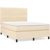 Image de vidaXL Lit boxspring avec matelas Crème 140x200 cm Tissu