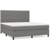 Image de vidaXL Lit boxspring avec matelas gris foncé 180x200 cm Tissu