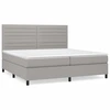 Image de vidaXL Lit boxspring avec matelas gris clair 200x200 cm Tissu