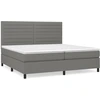 Image de vidaXL Lit boxspring avec matelas gris foncé 200x200 cm Tissu