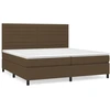 Image de vidaXL Lit boxspring avec matelas brun foncé 200x200 cm Tissu