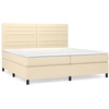 Image de vidaXL Lit boxspring avec matelas Crème 200x200 cm Tissu