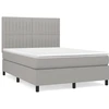 Image de vidaXL Lit boxspring avec matelas gris clair 140x190 cm Tissu