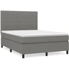Image de vidaXL Lit boxspring avec matelas gris foncé 140x190 cm Tissu
