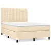 Image de vidaXL Lit boxspring avec matelas Crème 140x190 cm Tissu