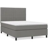 Image de vidaXL Lit boxspring avec matelas gris foncé 140x200 cm Tissu
