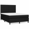 Image de vidaXL Lit boxspring avec matelas noir 140x200 cm Tissu