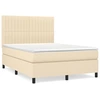 Image de vidaXL Lit boxspring avec matelas Crème 140x200 cm Tissu