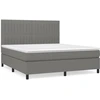 Image de vidaXL Lit boxspring avec matelas gris foncé 160x200 cm Tissu