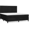 Image de vidaXL Lit boxspring avec matelas noir 160x200 cm Tissu