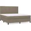 Image de vidaXL Lit boxspring avec matelas Taupe 160x200 cm Tissu