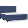 Image de vidaXL Lit boxspring avec matelas bleu 160x200 cm Tissu
