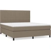 Image de vidaXL Lit boxspring avec matelas Taupe 180x200 cm Tissu