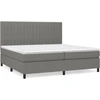 Image de vidaXL Lit boxspring avec matelas gris foncé 200x200 cm Tissu