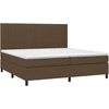 Image de vidaXL Lit boxspring avec matelas brun foncé 200x200 cm Tissu