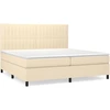 Image de vidaXL Lit boxspring avec matelas Crème 200x200 cm Tissu