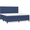 Image de vidaXL Lit boxspring avec matelas bleu 200x200 cm Tissu