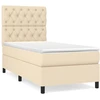 Image de vidaXL Lit boxspring avec matelas Crème 80x200 cm Tissu
