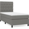 Image de vidaXL Lit boxspring avec matelas gris foncé 90x200 cm Tissu