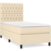 Image de vidaXL Lit boxspring avec matelas Crème 90x200 cm Tissu