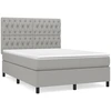 Image de vidaXL Lit boxspring avec matelas gris clair 140x190 cm Tissu