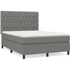 Image de vidaXL Lit boxspring avec matelas gris foncé 140x190 cm Tissu