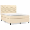 Image de vidaXL Lit boxspring avec matelas Crème 140x190 cm Tissu