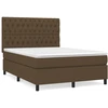 Image de vidaXL Lit boxspring avec matelas Marron foncé 140x200 cm Tissu