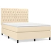 Image de vidaXL Lit boxspring avec matelas Crème 140x200 cm Tissu