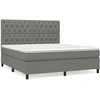 Image de vidaXL Lit boxspring avec matelas gris foncé 160x200 cm Tissu