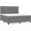 Image de vidaXL Lit boxspring avec matelas gris foncé 180x200 cm Tissu