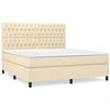 Image de vidaXL Lit boxspring avec matelas Crème 180x200 cm Tissu