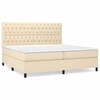 Image de vidaXL Lit boxspring avec matelas Crème 200x200 cm Tissu