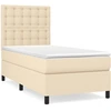 Image de vidaXL Lit boxspring avec matelas Crème 80x200 cm Tissu