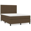 Image de vidaXL Lit boxspring avec matelas Marron foncé 140x200 cm Tissu