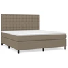 Image de vidaXL Lit boxspring avec matelas Taupe 160x200 cm Tissu