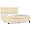Image de vidaXL Lit boxspring avec matelas Crème 160x200 cm Tissu