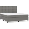 Image de vidaXL Lit boxspring avec matelas gris foncé 180x200 cm Tissu