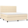 Image de vidaXL Lit boxspring avec matelas Crème 180x200 cm Tissu