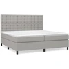 Image de vidaXL Lit boxspring avec matelas gris clair 200x200 cm Tissu