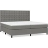 Image de vidaXL Lit boxspring avec matelas gris foncé 200x200 cm Tissu